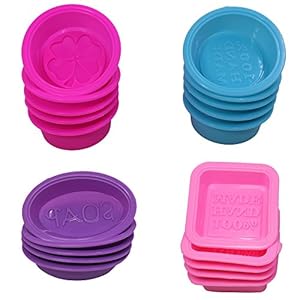 20 stuks siliconen zeep, de vormen, vierkante ronde ovale vorm, FineGood zachte cupcake muffin bakvorm voor doe-het-zelf…