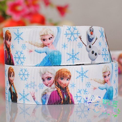 10 Yards 7/8 Inch White Frozen Anna Elsa Snowman Cartoon Printed Grosgrain Ribbon No.9587634 by AnnaRibbon