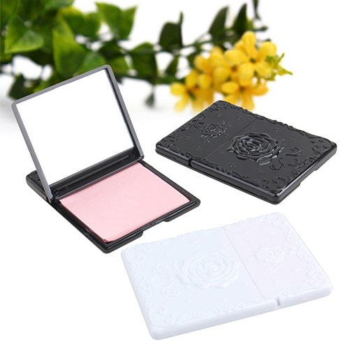 Polytree 50 pcs Blotting Paper Beauty Control Oil Absorbing Tissues Face Facial Make Up Sheets with Mirror Black Plastic Cover - Thumbnail 2