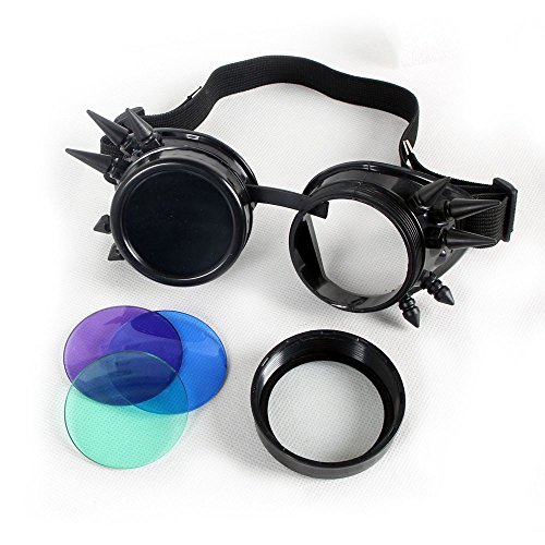 FUT Spiked Cyber Goggles Steampunk Goggles Glasses Goth Cosplay Eyewear - Image 3