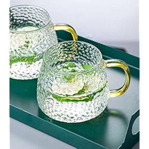 Avora Glass Tea Cup With Premium Golden Handle – Transparent, Golden, 410ml