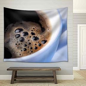 Close-Up of a Wonderful Cup of Coffee - Fabric Wall Tapestry Home Decor - 51x60 inches