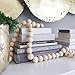 Wofair 49 Inch Wooden Bead Garland for Farmhouse Decoration with Tassels Rustic Country Decor Prayer Beads Hanging Decor