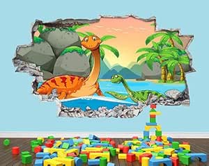 Vinilo Adhesivo de Pared con diseño de Dinosaurio para niños y niñas en