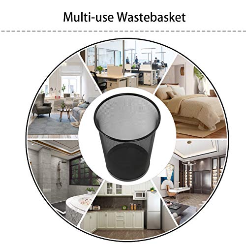 DESIGNA Round Waste Basket, Mesh Office Desk Trash Cans Wire, 4.5 Gal,11-11/16 Diameter x 14-1/16 H Black, 6-PACK