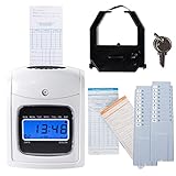 Goplus Electronic Time Clock Employee Attendance Time Recorder Punch Clock w/ 200 Cards and 2 Time Cards Racks