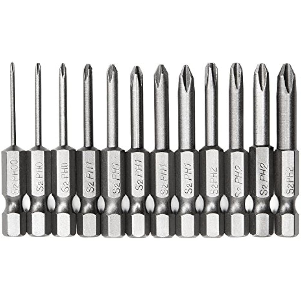 12Pcs Screwdriver Bit Sets Hex Shank Phillips Cross Bits 50mm