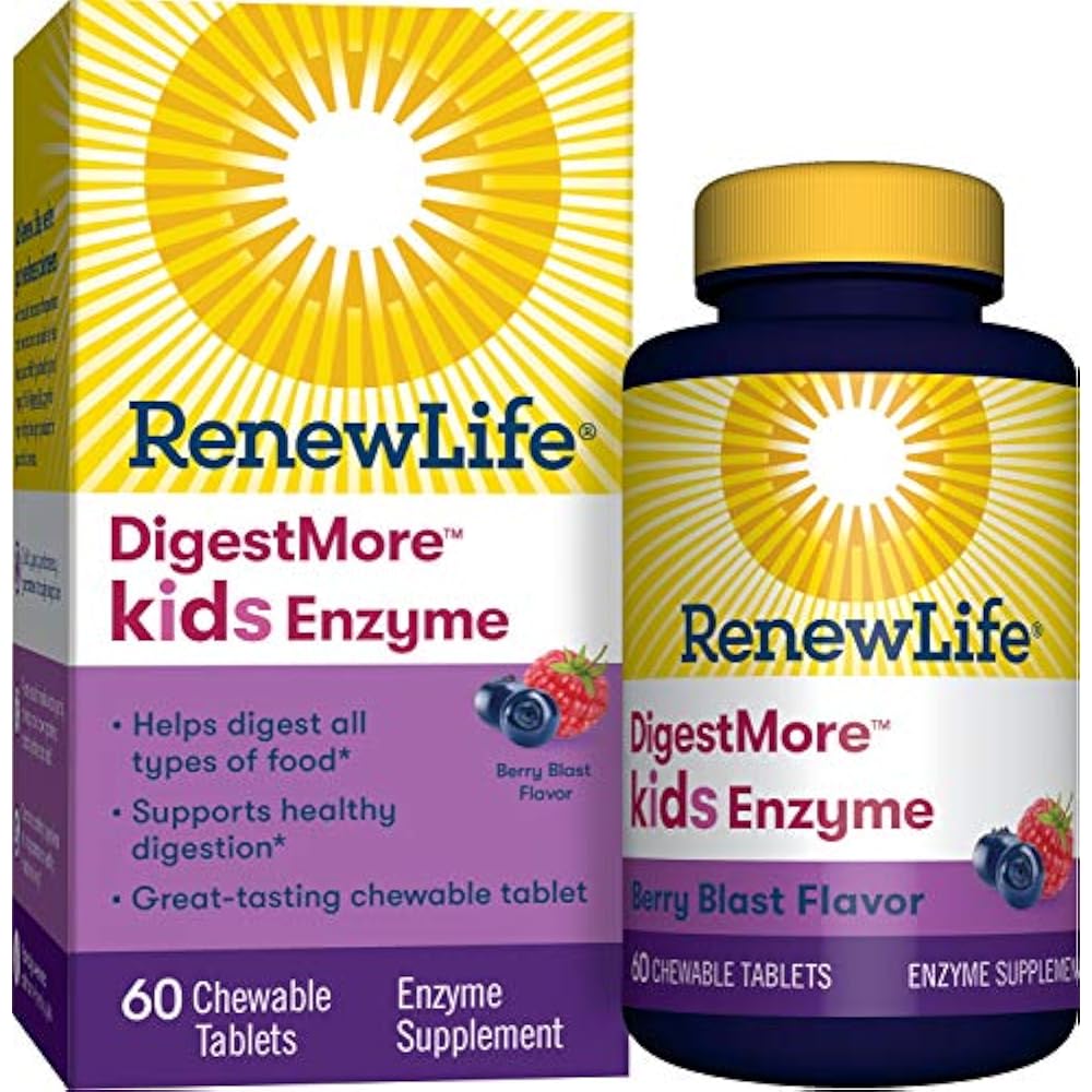 Renew Life Digestive System for Kids Supplement DigestMore Enzyme Berry