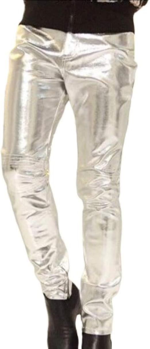 Tootess メンズ偽pu金属光沢モトバイカータイトパンツ ジーンズ 通販 Amazon