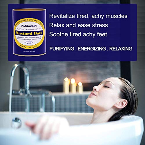 Dr. Singha's Mustard Bath, Therapeutic Bath Salts, 8 Ounce - Relaxing Bath Salts with Essential Oils For Sore Muscles