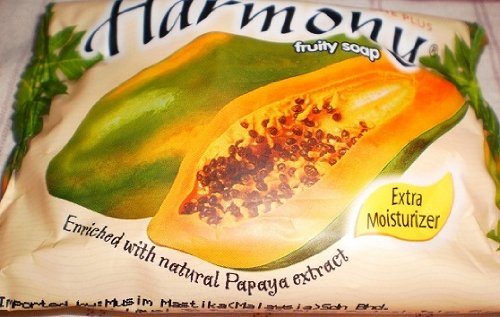 HARMONY Extra Moisturizer Fruity Soap Bar Fruitapone Plus Enriched with Natural Papaya Papain Extract Imported from Indonesia - Papaya (2.64 Oz.)