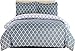 Lux Decor Collection Duvet Cover - 3 Pc Queen Duvet Cover Set - Soft Microfiber Zipper Closure Bedding - Comforter Cover with Matching Pillow Shams (Full/Queen, Grey/White)