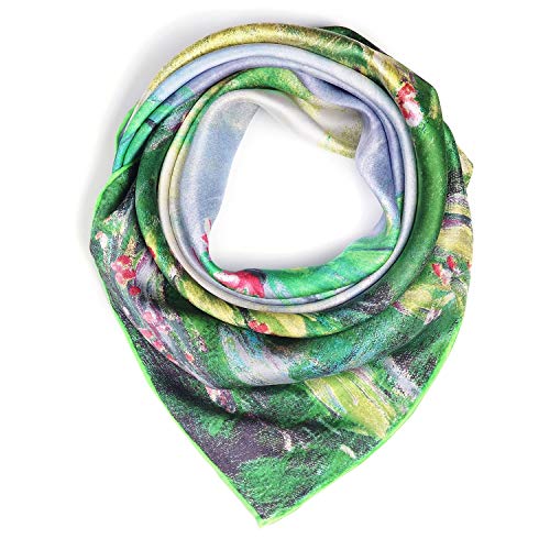 Silk Scarfs Women Square Silk Scarf for Hair, 100% Pure Silk Head Scarf for Women Hand Rolling Edge 35''x35'' (Multicoloured4)