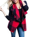 Nulibenna Womens Casual Lapel Open Front Sleeveless Plaid Vest Cardigan Coat with Pocket Outwear