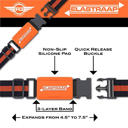 Luggage Straps, Adjustable Non-Slip Baggage Belts- Suitcase Bands For Travel Bag (1 Strap, Orange Stripe 1pk)