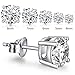 CZ Diamond Stud Earrings Sterling Silver Round Cut Cubic Zirconia Stud Earrings,Unique Fashion Stud Earrings,Simple Casual Stud Earrings 7mm Nickel Free,Hypoallergenic Earrings for Women