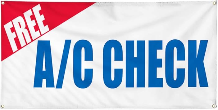 Amazon Com Vinyl Banner Sign Free Ac Check Red Blue White