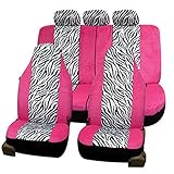FH-FB121115 Zebra Prints Car Seat Covers, Airbag ready and Split Bench, Pink / White color