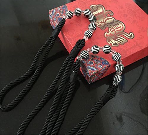 Fine Hand Tied Curtain Clip, Buckle Holdback Fabric Drapery Tassels Curtain Tiebacks / Tassel Window Curtain TieBacks Knitted Braided Curtain Cord Rope Buckle (1, B Black)