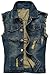 Camo Coll Men's Sleeveless Lapel Denim Vest Jacket (L, Dark Blue)