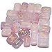 rockcloud Rose Quartz Rune Stones Tumbled Engraved Lettering Crystal Set for Wicca Crystals Healing Chakra Reiki