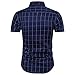 MUSE FATH Short Sleeve Shirt-100% Cotton Plaid Shirt-Easycare Short Sleeve Shirt-Deep Blue-M