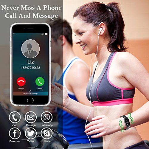 Fitness Tracker, WOWGO Women Sport Tracker Smart Watch Band Bracelet, Heart Rate Monitor Smart Bracelet,Wristband Watch with Health Sleep Activity Tracker Pedometer for Smart Phone (Black and Silver)