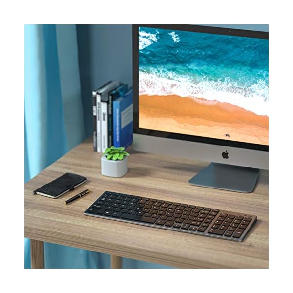 Wireless-Keyboard-24GHz-Ultra-Slim-Rechargeable-Wireless-Keyboard-with-Numeric-Keypad-for-Computer-PC-Laptop-Surface-QWERTY-UK-Layout-Gray Vivefox Wireless Keyboard, 2.4GHz Ultra Slim Rechargeable Wireless Keyboard with Numeric Keypad for Computer, PC, Laptop…