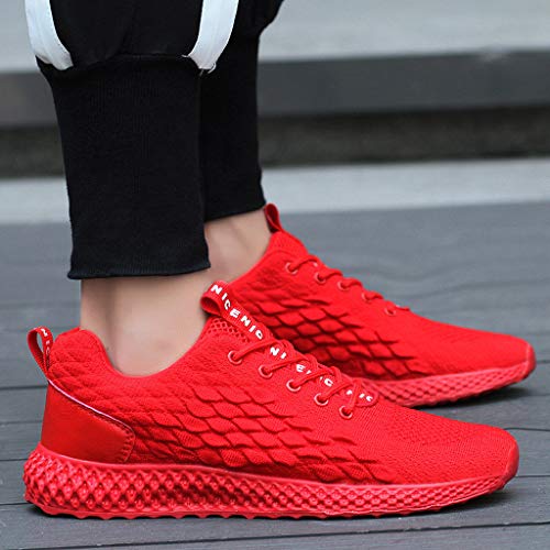Men's Sneakers Sport Baseball Shoes Fashion Breathable Sneakers Mesh Soft Sole Casual Athletic Lightweight Red - Thumbnail 2