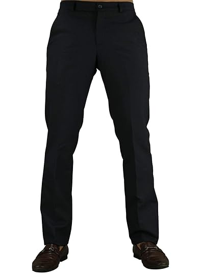 Uniform Sarees Corp Mens Plain Blue Comfort Fit Formal Trousers