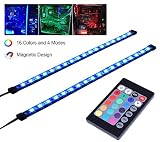 RGB LED Strip Computer Lighting via Magnet with 24 Key Remote Controller for Desktop Computer Case Mid Tower Full Tower (5050 SMD 2pcs 18leds 30cm, R Series)