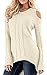 Merryfun Women's Cold Shoulder Sweater Fall Long Sleeve Knit Pullover Tops Beige,L