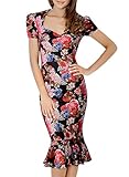 Miusol® Women's Vintage Cap Sleeve Flare Floral Slim Cocktail Casual Dress