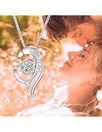 AmorAime Heart Necklace for Women 925 Sterling Silver Dainty Box Chain Necklace for Girls Gifts for Birthday, Anniversary