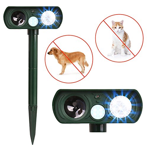 APlus+ Dog Repellent, Outdoor Solar Powered and Weatherproof Ultrasonic Dog/Cat/Mosquito Repeller