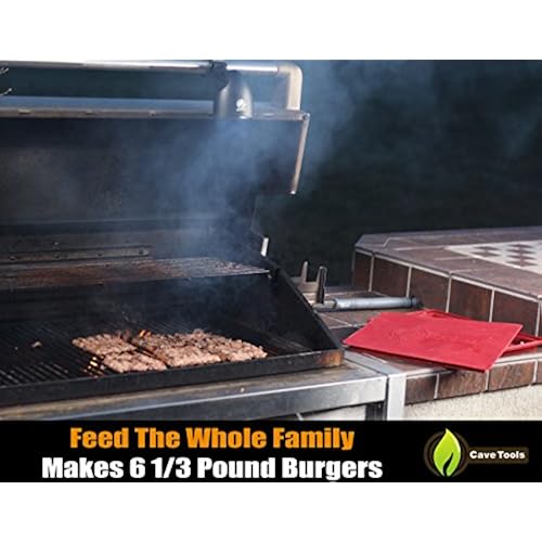 Burger Maker - BUILT IN HAMBURGER DIMPLER - Press 6 Juicy 1/3 Pound Bubba Sized Patties - Dishwasher Safe Silicone Stacks Easily for Freezer Storage - Voted Best BBQ Grill Accessories - Cave Tools Patio, Lawn & Garden, Grills & Outdoor Cooking, Outdoor Cooking Tools & Accessories, Grilling & Barbecue Utensils, Grill Presses & Irons