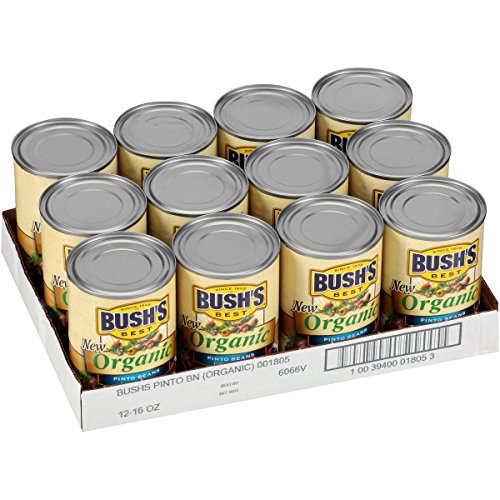 image for BUSH'S BEST Organic Pinto Beans, 15 Ounce Can (Pack of 12), Organic Ch