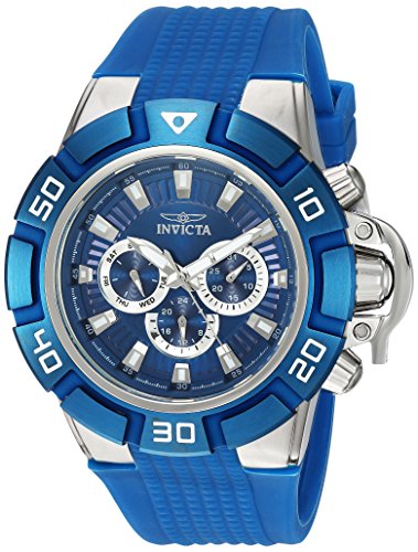 Invicta Men's 'I-Force' Quartz Stainless Steel and Silicone Casual Watch, Color:Blue (Model: 24386)
