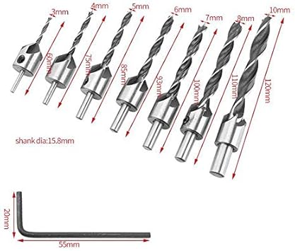 Senrise Lot De 7 Forets A Fraise 3 Cannelures 3 10 Mm Profondeur Reglable Hss Chanfrein Menuisier Alesoir Pour Bois Metal Aluminium Plastique Fraises A Noyer