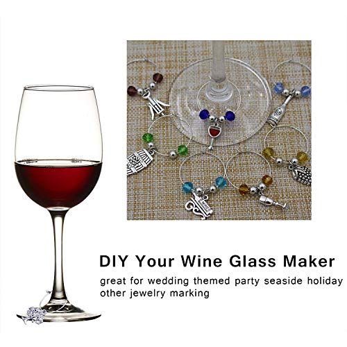 WOCRAFT 50 Sets Craft Supplies Music Themed Wine Glass Charms Markers Wine Tasting Party Decoration Supplies Gift with 25mm Strong Stainless Steel Wine Glass Charm Rings (M354) - Thumbnail 2