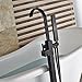 Zovajonia Oil Rubbed Bronze Floor Mounted Bathtun Filler Shower Faucets Set Free Standing Single Handle Tub Mixer Taps with Hand Shower