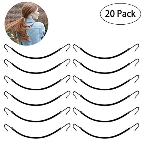 Beiswe 20pcs Set Ponytail Hooks Black Rubber Hair Claw Clips