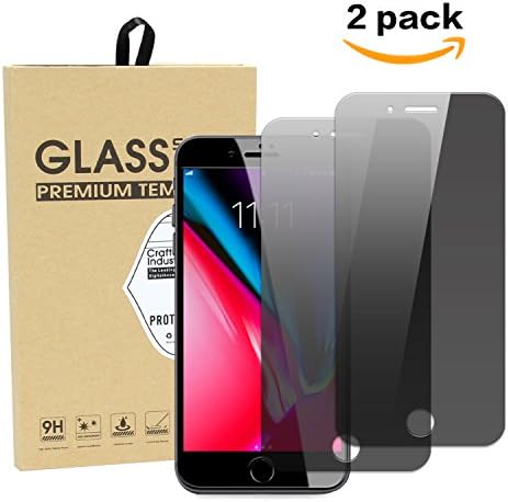 iphone 7 Plus/8 Plus Privacy Screen Protector, Zenzus Anti-Spy/Scratch/Fingerprint Bubble Free Tempered Glass Film, 2-Pack