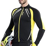 SANTIC Men's Cycling Jacket Windproof Fleece Thermal Winter Bike Bicycle Jersey Yellow