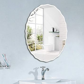 CHHD Badezimmerspiegel, ovaler Spiegel, rahmenloser Spiegel