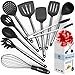 Cooking Silicone Utensils Set 10 - Best Nonstick Kitchen Cookware Utensil Sets - Large Hanging Spoons Spatula Set - Non Toxic Cook Gadget Kit Black primary