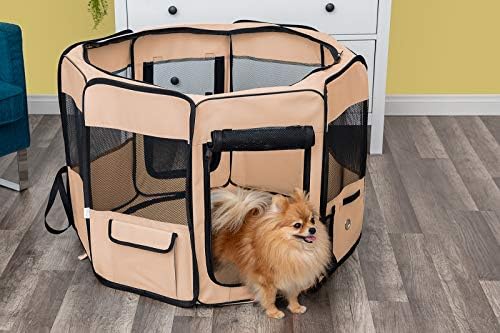 Dog Playpen With Blanket Portable Soft Sided Mesh Indoor