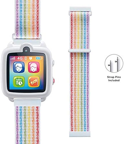 TickTalk 3 Replaceable Wrist Band, Woven Nylon Material, Adjustable Hook-and-Loop Fastener, More Breathable, More Comfortable (2 Strap Pins are Included) (Rainbow)