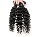 DAIMER 3 Bundles Peruvian Deep Wave Virgin Hair Extensions 10A Peruvian Human Hair Weave Cheap Peruvian Curly Virgin Hair Can be Dyed and Bleached (10 12 14)