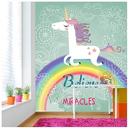 Azutura Unicorn Wall Mural Believe In Miracles Photo Wallpaper Girls